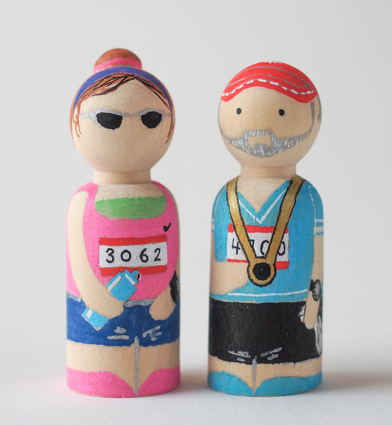 Marathon runners - Peg Dolls - couples gift