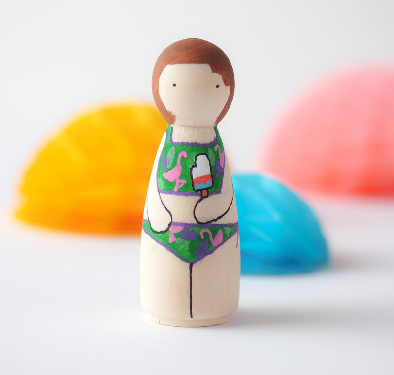 Summer - Family Peg Dolls.  Give something unique and personalized. Custom peg dolls of your family, friends, or colleagues! They are hand-painted that show the uniqueness of each individual with their hobbies, occupations, or different seasons of the year. This will definitely touch the heart and bring smiles. These are great for birthdays, anniversary, parent's gifts, grandparent’s gifts, retirement, graduations, communion, colleague’s going away gift, or any other occasions.
