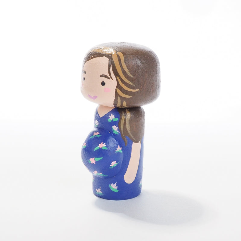 Personalized family peg doll portrait with city landscape - London, UK
