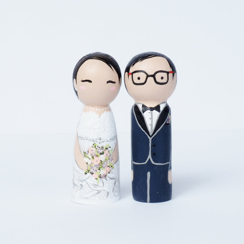Wedding Peg dolls, custom wedding portrait cake topper