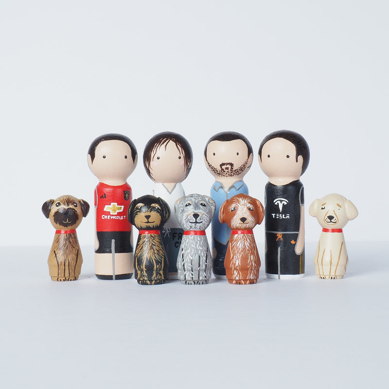 Family Peg Dolls with pets