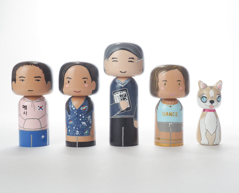 Custom Family and Friends Portrait on Kokeshi Dolls