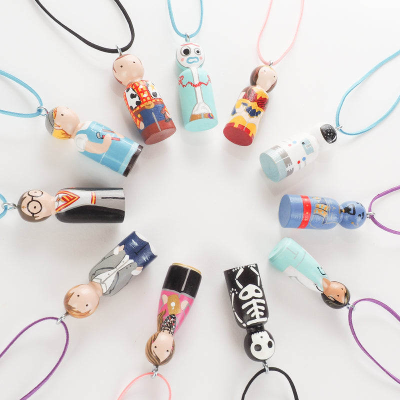 Personalized Peg Doll Necklace and Ornament - superhero