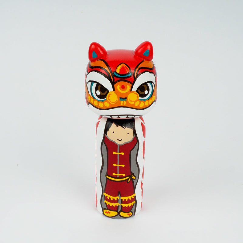 Lion Dance Kokeshi peg doll - Year of Dragon