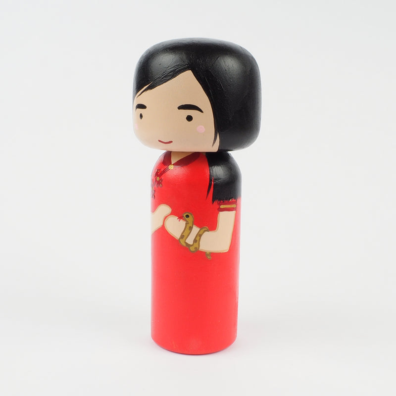 Hand-Painted Lunar New Year Kokeshi Set – Year of the Snake