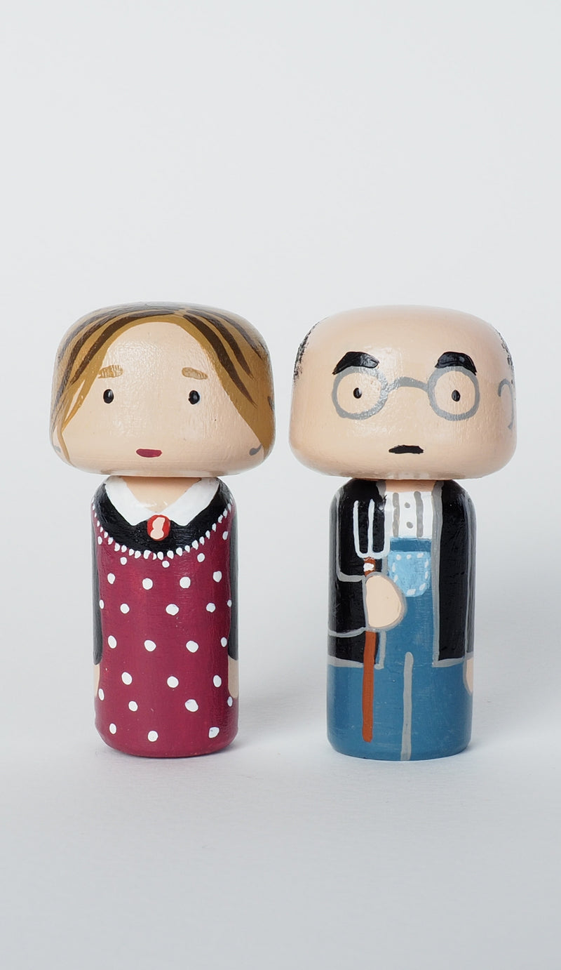American Gothic Mini Kokeshi - Grant Wood (Limited Edition)