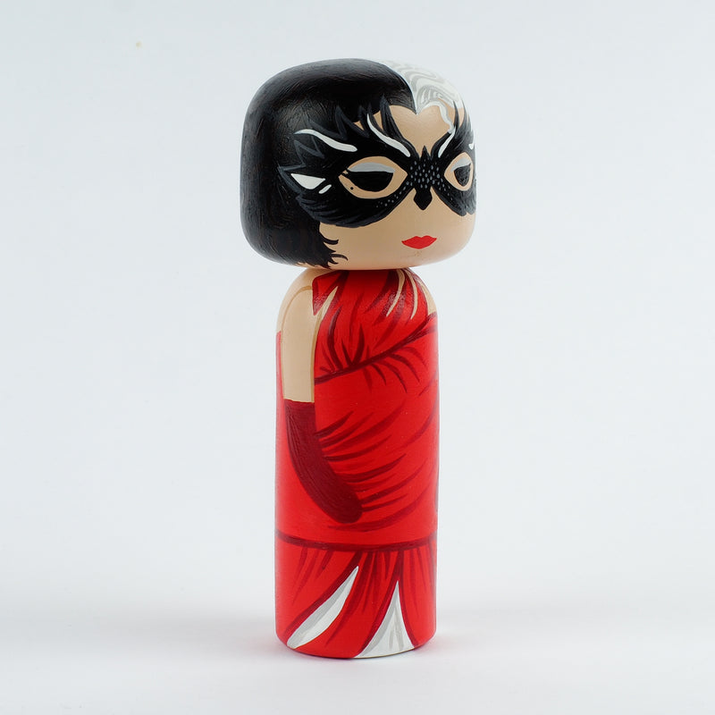 Cruella - Hand-painted custom Kokeshi dolls!  Give something unique and personalized.  Customize your family, friends, favourite Movies and TV shows characters, or celebrity on Kokeshi dolls!  They are hand-painted with love that show the uniqueness of each individual. 