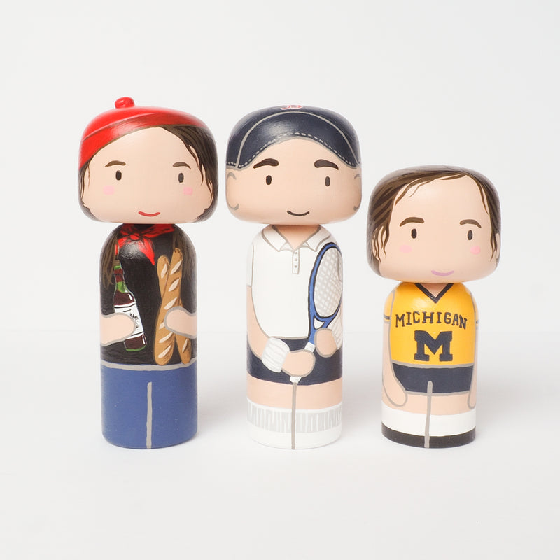Family and Friends Portrait on Kokeshi and Peg Dolls