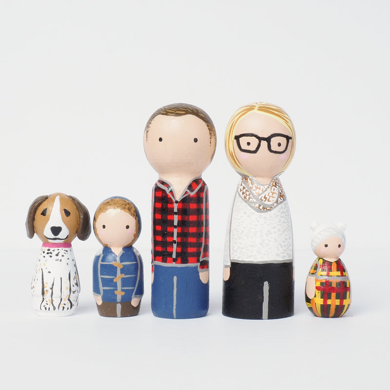 Family Portrait, custom Peg Dolls