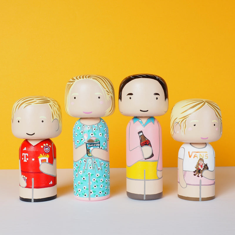 Customized Family Portrait Kokeshi Dolls