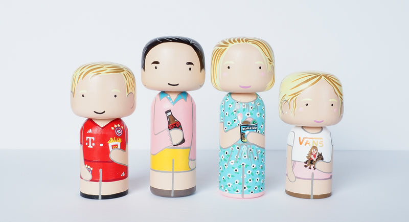 Christmas Gift - Customized Family Portrait Kokeshi Dolls