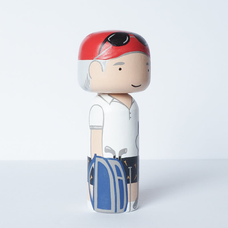Golfer custom Kokeshi and peg doll