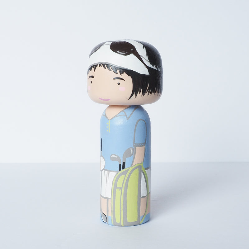 Golfer custom Kokeshi and peg doll