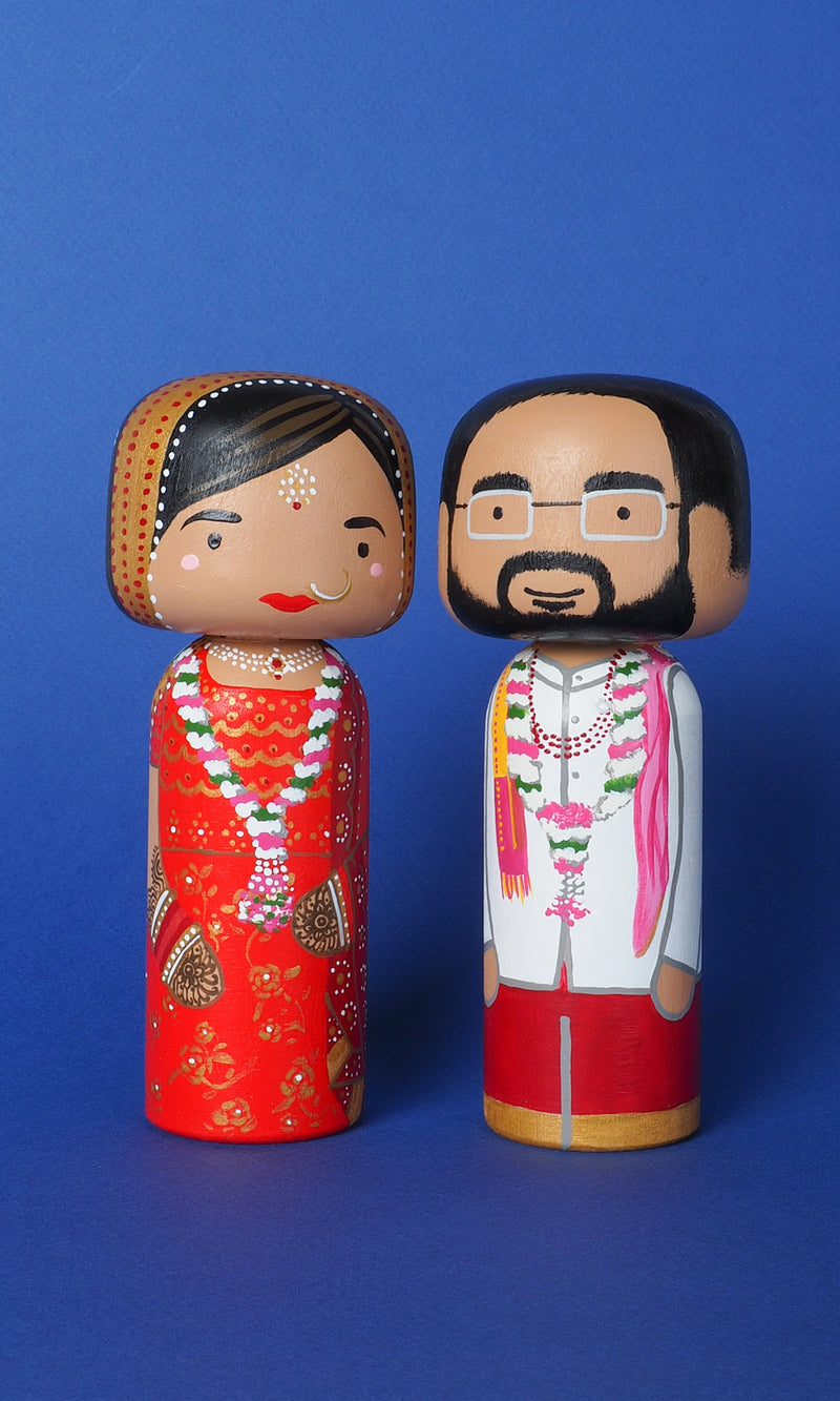 Indian Wedding Kokeshi Dolls