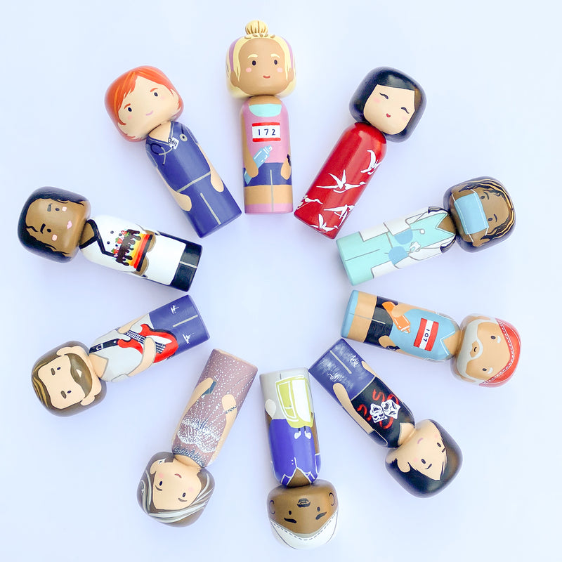 We are all one big family. Customized Family Portrait Kokeshi Dolls