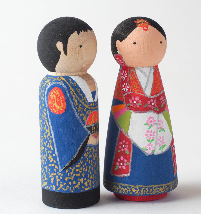 Korean Wedding Cake topper - Peg dolls