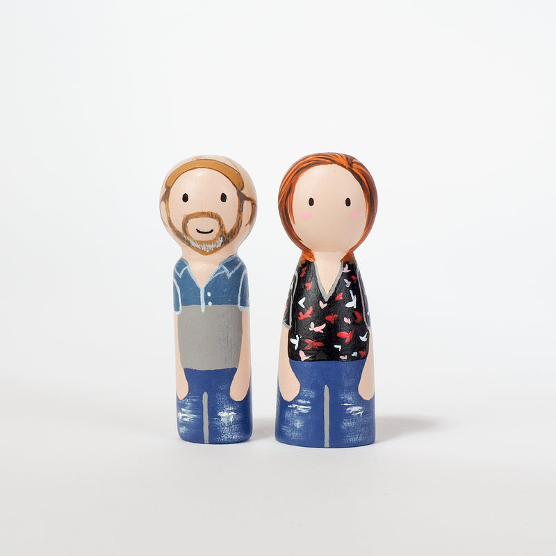 Give something unique and personalized.  Custom peg dolls of your family!  They are hand-painted that show the uniqueness of each individual in your family.  This will definitely touch the heart and bring smiles, may be even happy tears to your family.   These are great for Christmas gifts, parent's gifts, grandparent’s gifts, birthdays, anniversary gifts, couples’ gifts, or any other occasions.