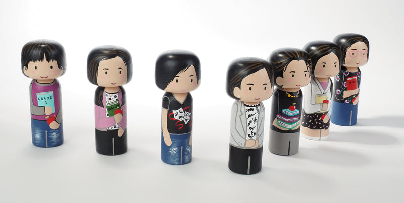 Drama Teacher - Occupational and family portrait Kokeshi dolls!  Give something unique and personalized.  Customize an occupation of your family, friends, or colleagues on Kokeshi dolls!  They are hand-painted with love that show the uniqueness of each individual. 