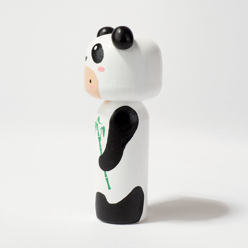 Kokeshi doll in Panda costume!  This cute panda doll will warm your heart or your special someone.  Perfect gift for anyone who are in love with panda!   All dolls are hand-painted with love.  Collect them all, other animals are also available.