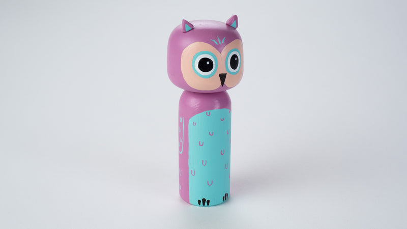 Owl Kokeshi doll!  This cute owl doll will warm your heart or your special someone.  Perfect gift for anyone who are in love with owl and woodland animals!   All dolls are hand-painted with love.  Collect them all, other animals are also available.