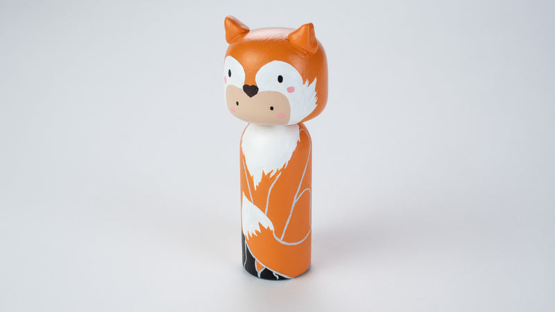 Kokeshi doll in Fox costume!  This cute fox doll will warm your heart or your special someone.  Perfect gift for anyone who are in love with fox and woodland animals!   All dolls are hand-painted with love.  Collect them all, other animals are also available.