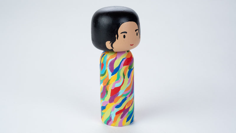 Hand-painted Japanese wooden Kokeshi doll! This cute Japanese vibrant-coloured doll will warm your heart or your someone special.  All dolls are hand-painted with love. 