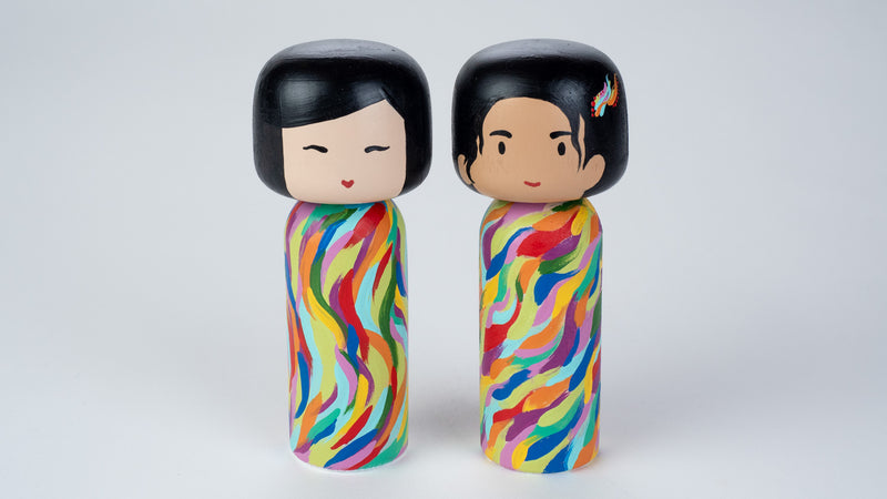 Any 3 Mix and Match hand-painted Kokeshi Dolls