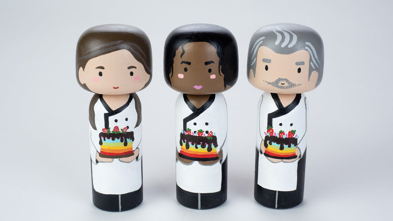 Any 3 Mix and Match hand-painted Kokeshi Dolls
