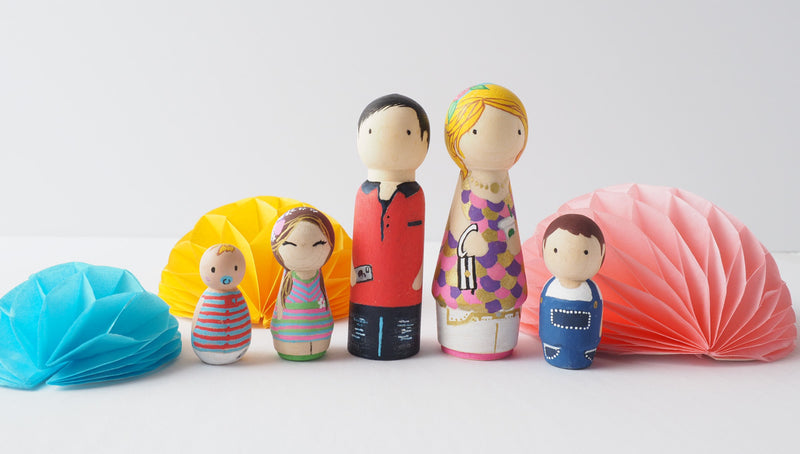 This Mother’s Day, give something unique and personalized.  Custom peg dolls of your family!  They are hand-painted that show the uniqueness of each individual in your family.  This will definitely touch her heart and bring smiles, may be even happy tears.   These are also great for grandparent’s gifts, birthdays, anniversary gifts, couples’ gifts, or any other occasions.