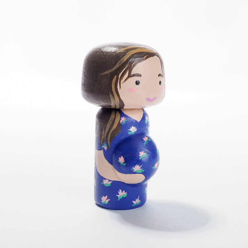 Pregnant Peg doll, custom family peg doll and Kokeshi