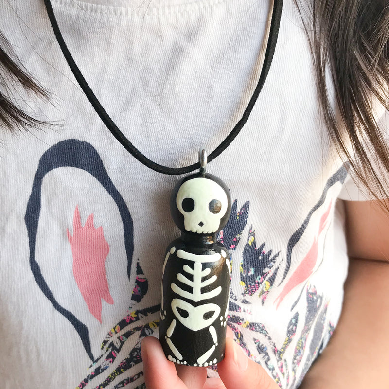Glow-in-the-Dark - Personalized Peg Doll Necklace and Ornament