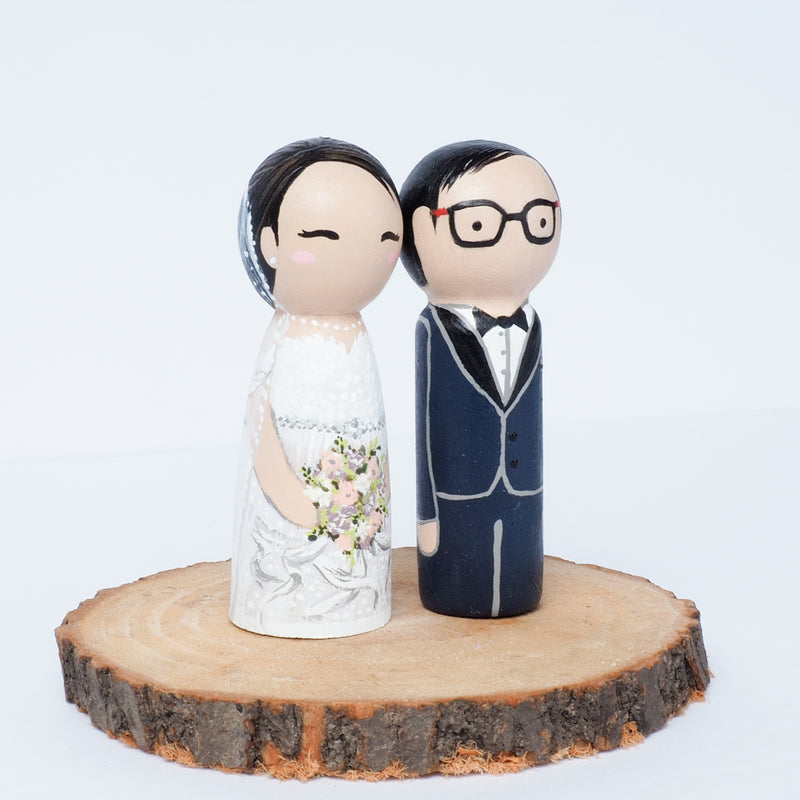 Wedding Peg dolls, custom wedding portrait cake topper
