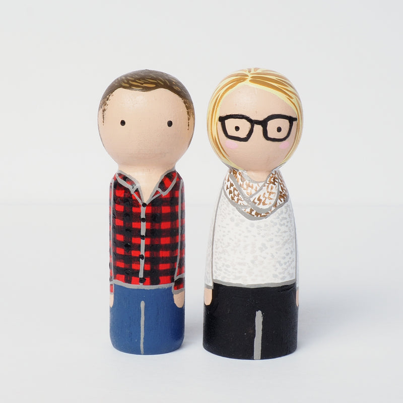 Give something unique and personalized.  Custom peg dolls of your family!  They are hand-painted that show the uniqueness of each individual in your family.  This will definitely touch the heart and bring smiles, may be even happy tears to your family.   These are great for parent's gifts, grandparent’s gifts, birthdays, anniversary gifts, couples’ gifts, or any other occasions.