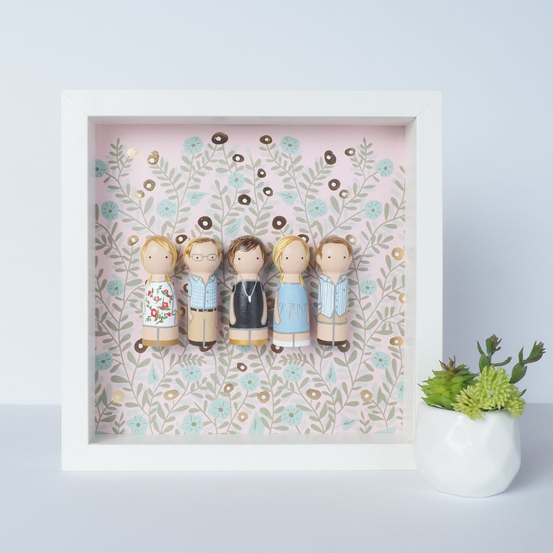 Father's Day gift - Family portrait mini Peg Dolls