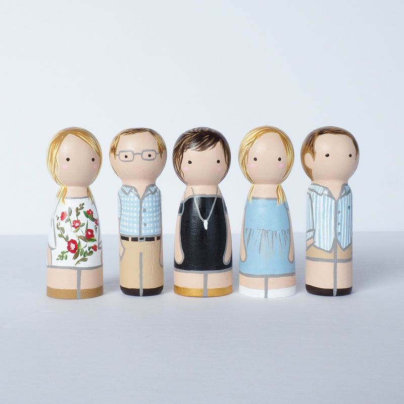 Father's Day gift - Family portrait mini Peg Dolls