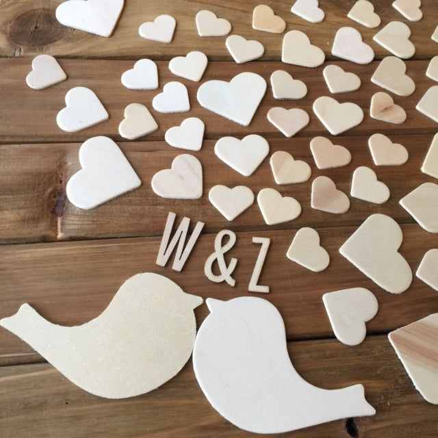 Wooden Wedding Guest Book Alternative -Love Birds