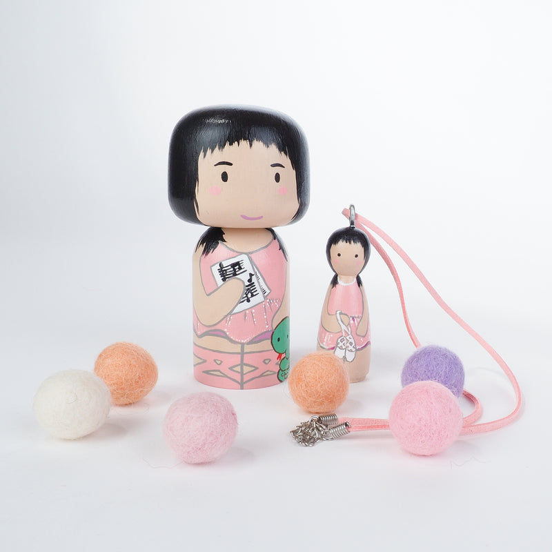Personalized Peg Doll Necklace and Ornament, Kokeshi