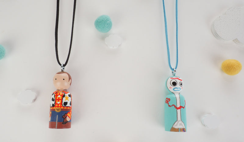 Personalized Peg Doll Necklace and Ornament - Woody