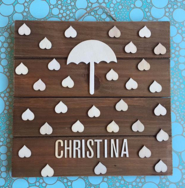 Wooden Baby Shower Umbrella Guest book