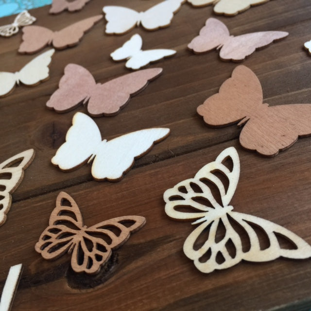 Wooden Butterfly Guest book Alternative and Kid's Decor